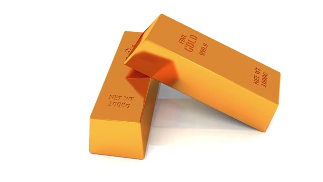 4k Gold bullion gold bars treasury wealth Ingot luxury finance goods trading,3D animation of stacked gold bars.