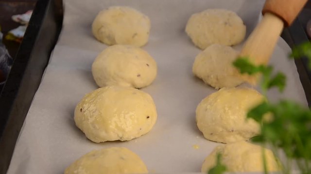 Baking cheese buns, stock footage