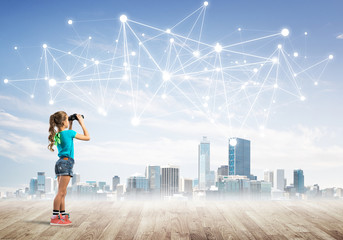 Concept of social wireless connection and internet use for communication by children