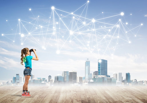 Concept of social wireless connection and internet use for communication by children