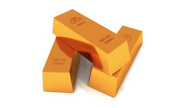 4k Gold bullion gold bars treasury wealth Ingot luxury finance goods trading,3D animation of stacked gold bars.