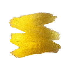 Fototapeta premium Gold Foil Vector Illustration. Watercolor Texture Paint Stain Abstract Shining Brush Stroke for you Amazing Design Project. White background.