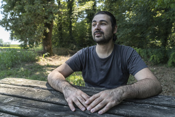 Man sitting in the countryside