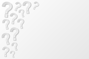 3d question marks on bright background. Vector.