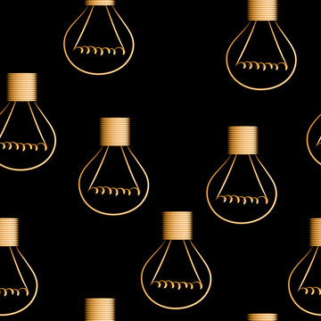 Light bulbs seamless vector background, periodic pattern.
