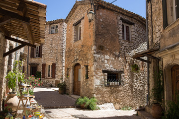 Narrow street in the old village Tourrettes-sur-Loup in France.