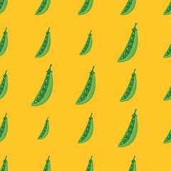 Peas vector seamless pattern. Cartoon vegetable stylish texture. Repeating peas vegetables seamless pattern background for eco bio vegetables design and web
