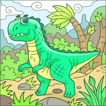 Cartoon cute tyrannosaurus funny image
