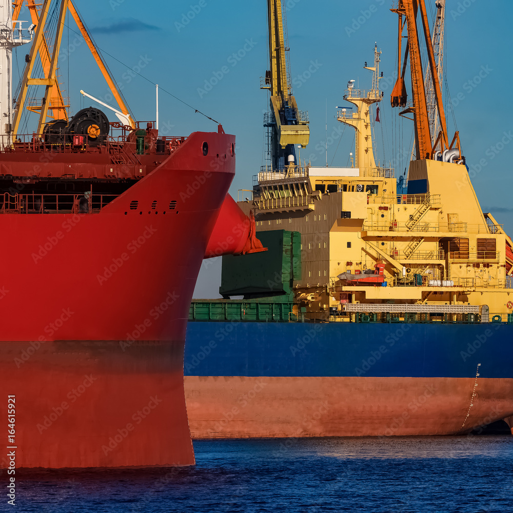 Sticker Moored cargo ships