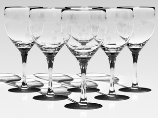 3d render wine glasses in monochrome