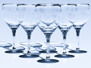 3d render wine glasses with cold light