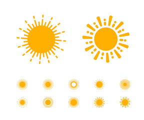 Sun vector collection on white background