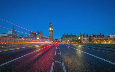 London, England - Big Ben and Houses of Parliament taken from the middle of Westminster Bridge at...