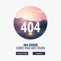 404 Error. Page not found. UI UX template for website. Vector illustration.