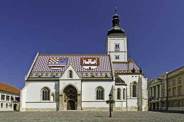 Obraz premium The ceramic-tiled St. Marks Church in Zagreb, Croatia