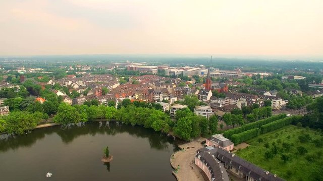 Aerial Dusseldorf Germany Beneath Castle and Park