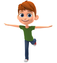 3d render illustration. Boy flies on a white background.
