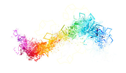 Colorful lines on white background