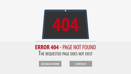 404 Error. Page not found. UI UX template for website. Vector illustration.