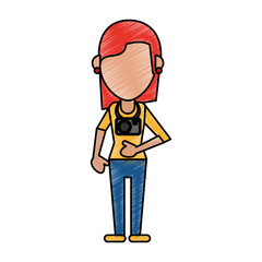 woman tourist vector illustration