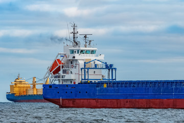 Naklejka premium Blue cargo ships