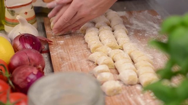 Gnocchi meal, fried with chicken, prepare, stock footage, delish food