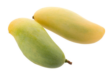 Bunch of Sweet yellow mango fruit isolated on white background