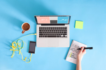 Woman Create Website Design Content Layout Graphic Word