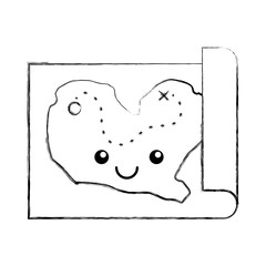 treasure map game kawaii character vector illustration design