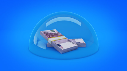 Concept money protection. 3d rendering
