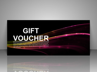 Gift voucher template. Light wave futuristic discount card.