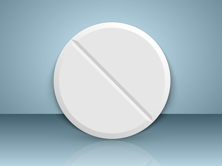 The white pill on a blue background. Vector Illustration.