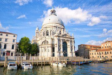 Fototapeta na wymiar Basilica Santa Maria della Salute on Grand Canal in Venice