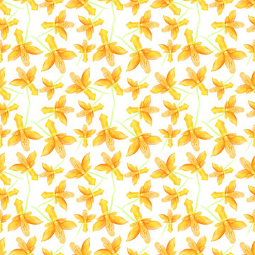 Orchid watercolor seamless pattern