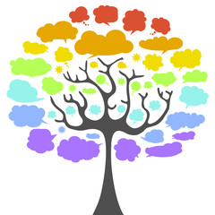 Cloud bubble tree. Rainbow colored tree. 