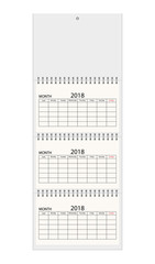 Blank wall calendar, card for your design. Mock up, vector.