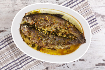 Grilled fish from above.