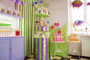 Beautiful interior of candy shop