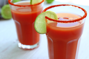 Delicious cocktails with tequila, closeup