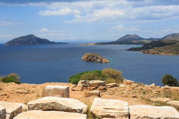 The views from Cape Sounion on the Aegean sea
