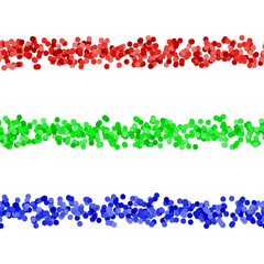 Seamless random dot pattern paragraph divider line design set - vector graphic elements from colored circles