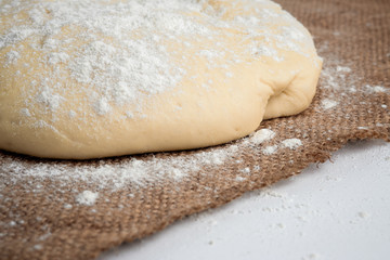 Ball of dough for pizza on the background of rustic