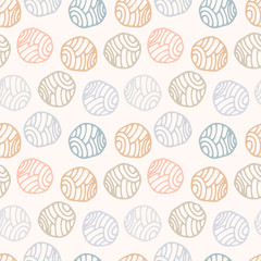 Pastel doodle polka dot background. Abstract round seamless pattern. Vector illustration.