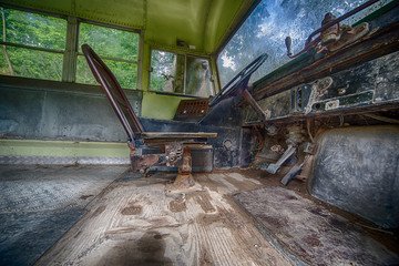 Lost places: Old abandoned military bus of the US Army.