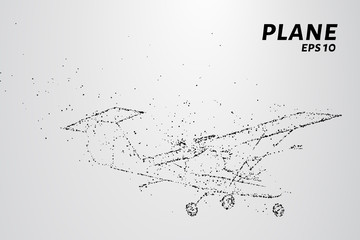The plane of the particles. Agricultural aircraft consists of circles and points. Vector illustration.