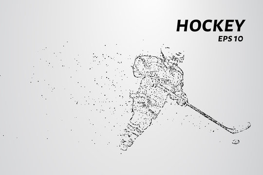 Hockey from the particles. Hockey breaks down into small molecules. Vector illustration.