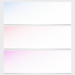Halftone circle pattern banner template set - vector design from rings in varying sizes