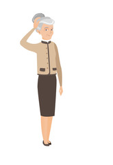 Senior caucasian business woman scratching head.
