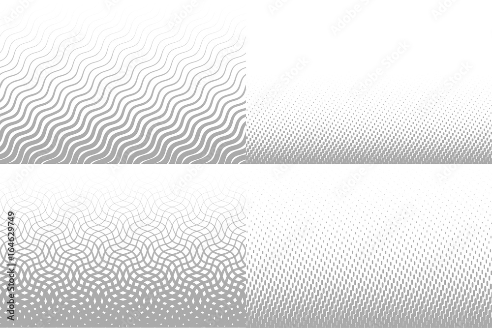 Fototapete Vector lines gradient background for brochure. Grey unusual texture, line rhythm patterns collection. Vector linear seamless texture.