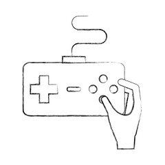 hands with video game control icon vector illustration design